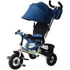 370028bu Qaba Convertible Foldable Baby Tricycle Stroller Blue 842525108164