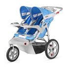 Ar290 - Baby Swivel Safari Instep Double Stroller Jogging Blue Gray