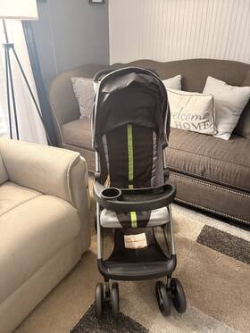 Babies R Us Ut-3588 Inch Folding Stroller Seat Black Gray Green Tray Cup Holder Canopy