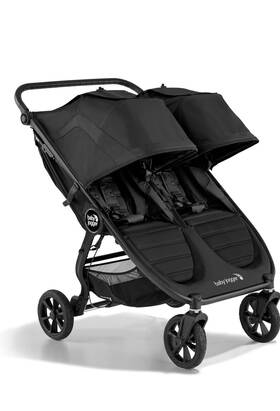 2104205 Baby Jogger City Mini Gt2 Double Stroller - Jet Pre-owned With 1 Car Seat Adaptor