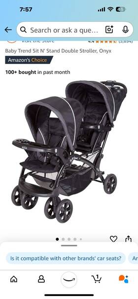 Baby Trend Ss76c58a Sit Nft Stand Double Stroller Black/gray Cup Holder Rubber Tires
