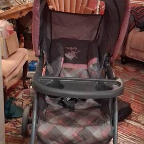 Baby Trend Ts23946 Venture Travel Stroller Gray Pink Monkey Folding 4 Wheel