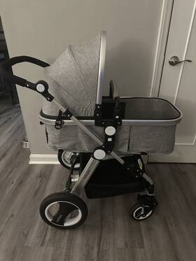 Us-2bb5543gr Babyjoy Folding Aluminum Baby Stroller Infant Carriage Push Car With Diaper Bag Gray