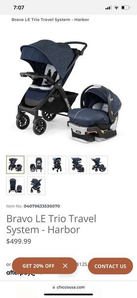079633 Chicco 04 530 070 Bravo Le 3-1 Trio Travel System Stroller With Keyfit 30 Zip Car Seat Harbor