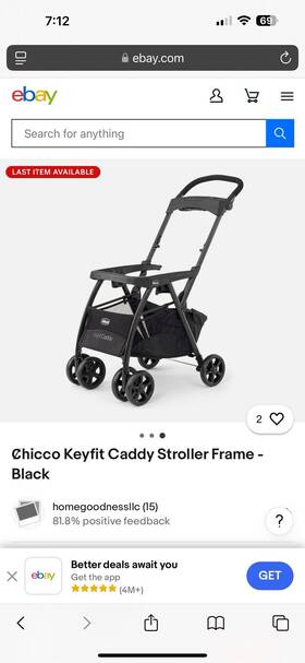 81885057 Chicco Keyfit Caddy Frame Stroller - Black