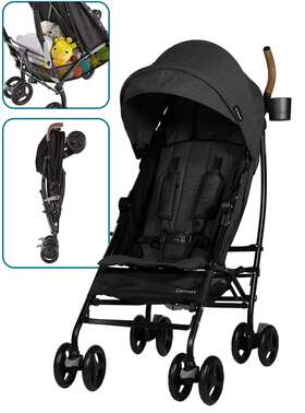 Zu001-crb1 Contours Maxlite Deluxe Travel Lightweight Umbrella Summer Stroller Charcoal
