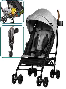 Zu001-gra1 Contours Maxlite Deluxe Travel Lightweight Umbrella Summer Stroller Gray