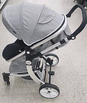 Costway Bc10054gr 2-in-1 Foldable High Landscape Infant Stroller With Diaper Bag And Adjustable Canopy