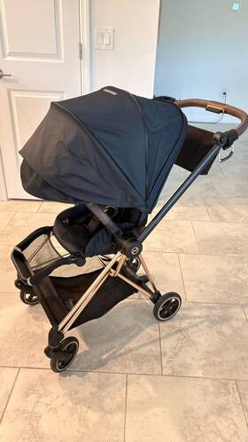 Cybex 0001234# Stroller Gold Rose 2022 With Leather Handles Extendable Hood