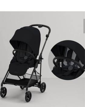 522002401 Cybex Melio Carbon 3 Stroller Lightweight Compact One Hand Fold Moon Black
