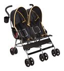 D02383 Delta Children Twins Stroller Double Lightweight Canopy Safety Harness Black