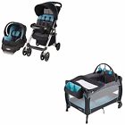 Evenflo Baby Car Seat And Stroller Set With Playpen Travel System Blue Pram Push Chair 709293346016 Evenflo Baby Car Seat And Stroller Set With Playpen Travel System Blue Pram Push Chair 709293346016