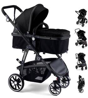 Hagaday 825665251129 Foldable Baby Stroller 2-in-1 Reversible Toddler Seat With Bassinet Mode