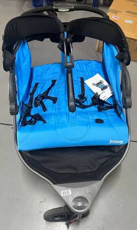8260 Joovy Zoomx2 Lightweight Performance Jogging Double Stroller Glacier - Q2