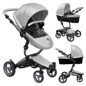 As122500 Mima Xari Stroller Color Argento With Hot Magenta Seat Extras And Diaper Bag