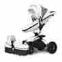 Mma-01b White Leather Stroller Aiqi Baby 3 In 1 Travel System Bassinet Pram Turns 360 Degrees