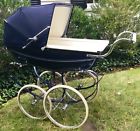 Silver Cross Stream Vintage Navy Blue Baby Carriage English Pram Silver Cross Stream Vintage Navy Blue Baby Carriage English Pram