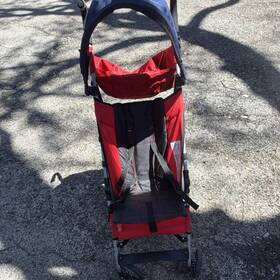 Tomy S11dele Umbrella Stroller Red Black Single Folding Canopy Harness