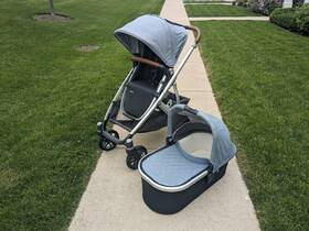 0318-via-us-grg Uppababy Vista Stroller With Bassinet Gregory Blue Melange Extras