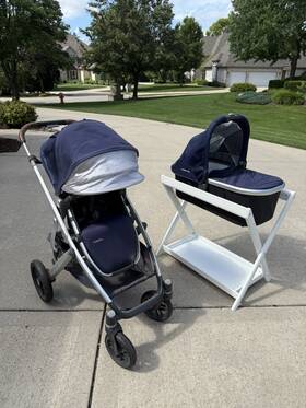 Uppababy 0320visusfin Vista V2 Stroller And Bassinet With Stand - Deep Blue