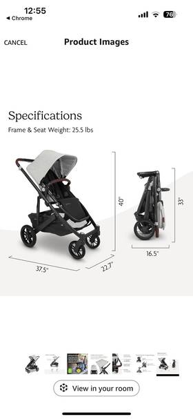 Uppababy 0420-crz-na-grg Cruz V2 W Rumble Seat In Gray Great Condition