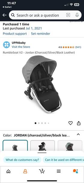 0920-rbs-us-jor Uppababy Rumbleseat Vista V2 - Jordan Upper And Lower Attachments