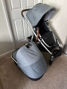 Uppababy 810030091219 Vista Stroller 2019 Gregory Silver/saddle Leather Gently Used
