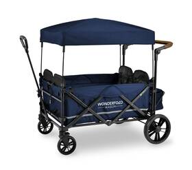 Wonderfold 634705737666 X4 Multi-function Pull And Push 4 Passenger Quad Stroller Wagon Navy