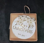 Mud Pie Baby's 1ST Christmas Ornament Est 2017 Ceramic Gold Lettering W Box. Fixed Price $18.99.