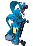 Joovy Double Stroller Blue Gray Folding Cup Holder Adjustable Back Rest. Fixed Price $175.00.