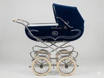 Vintage Peg Perego Navy Blue Italian Carriage Pram - With Jump Seat & Activity. Fixed Price $519.00.