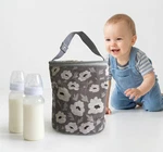 Insulated Double Baby Bottle Bag Tote Gray Floral - Keeps Warm Cold Nwt. Fixed Price $14.99.