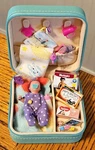 Mini Baby 3 Inch Travel Box & Accessories Teal W/earrings!...free Ship!. Fixed Price $42.95.