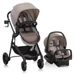 Evenflo Pivot Modular Travel System, Desert Tan, W/ Litemax Car Seat Creased Box. Fixed Price $279.99.