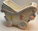 Vintage Napco Baby Buggy Stroller Pram Planter Animals Bows Nursery Shower. Fixed Price $18.00.