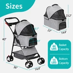 Pet 3-IN-1 Foldable Cat Dog Strollers With Detachable Carrier Seat. Fixed Price $65.58.