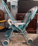 Vintage 1990'S Graco Elite Doll Baby Cat Stroller Prop Display Chrome Blue. Fixed Price $250.00.