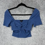 Forever 21 Crop Top Medium Blue Ring Front Cutout Coquette Summer Festival Wear. Fixed Price $14.99.