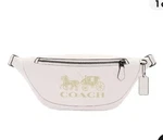 Coach Men Gunmetal/chalk Warren Horse And Carriage Leather Belt Bag (C4137) Nwt. Fixed Price $199.99.