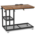 C Shaped Side W/ Tabletop Adjustable Storage Shelf And Wheels Height. Fixed Price $79.99.