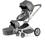 Hot Mom 2-IN-1 Baby Grey Stroller With 360 Rotation Function &pu Leather Spf+. Fixed Price $259.00.