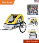 Lightweight Yellow Schwinn Echo Double Bike Trailer With 20'' Pneumatic Tires. Fixed Price $279.99.