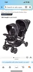 Baby Trend Sit N' Stand Double Stroller, Black/gray, Cup Holder, Rubber Tires. Fixed Price $100.00.