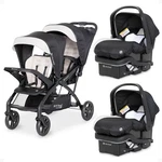 Baby Trend Sit N' Stand Double Stroller & 2 Ez Lift Plus Infant Car Seats, Khaki. Fixed Price $449.97.