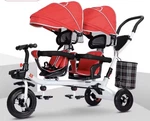 Red/white/black Double Seat Tricycle Stroller With Canopy. Fixed Price $360.00.
