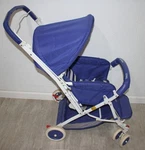 Vintage 1980'S Graco Bed Adjustable Baby Stroller Blue & White Stripes. Fixed Price $249.95.