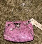 Bnwt Anna & Elle Women Pink Stone Studded Black Shoulder Bag Purse With Pearls. Fixed Price $21.50.