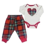 *baby Gear Girl 0-3M Set 2PC. Plaid "heart" Bodysuit/fleece Jogger. Fixed Price $5.50.