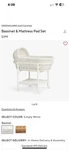 White Wicker Baby Bassinet With Weeks- Great Condition.. Fixed Price $180.00.