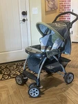 Chicco Single Stroller Gray/green, Cup Holder, Storage Basket, Rubber Tires. Fixed Price $39.00.